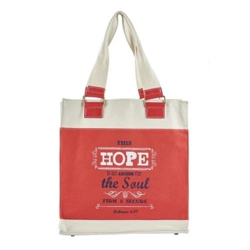 Christian Art Gifts Hebrews 6:19 Hope Anchor Red Canvas Tote Bag‎ TOT038 NEW